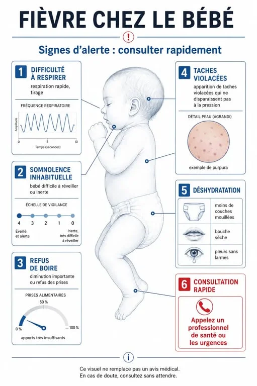 Fièvre pour bebe : signes d’alerte et quand consulter