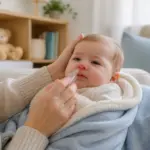 Bebe recevant un lavage nasal